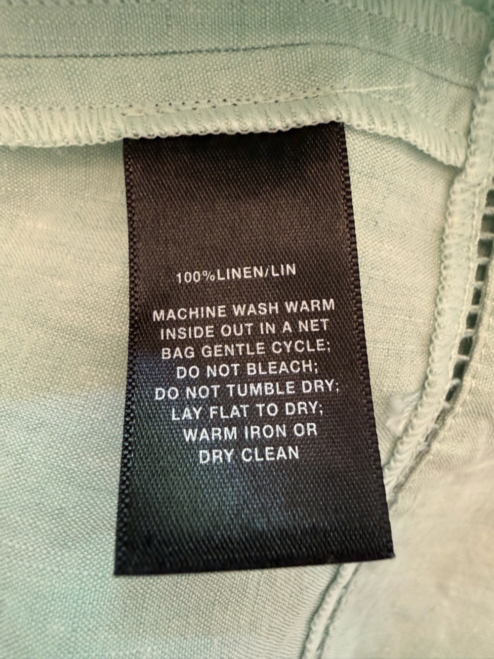 Lafayette 148 New York Sleeveless Collared Tunic Linen Ladder Stitch Mint XL - Picture 9 of 9